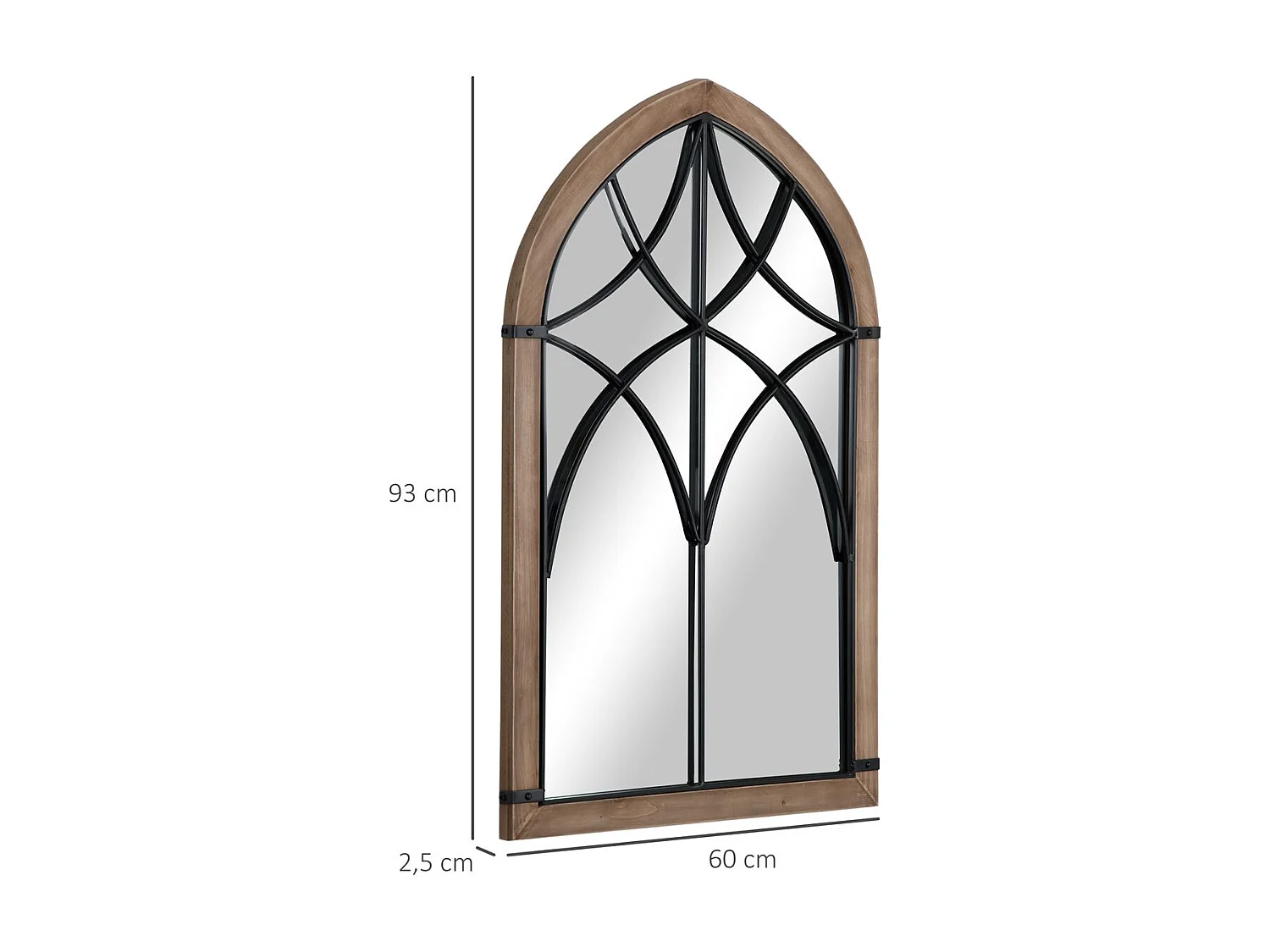 Espejo de pared marrón 93x60x2.5 cm HOMCOM