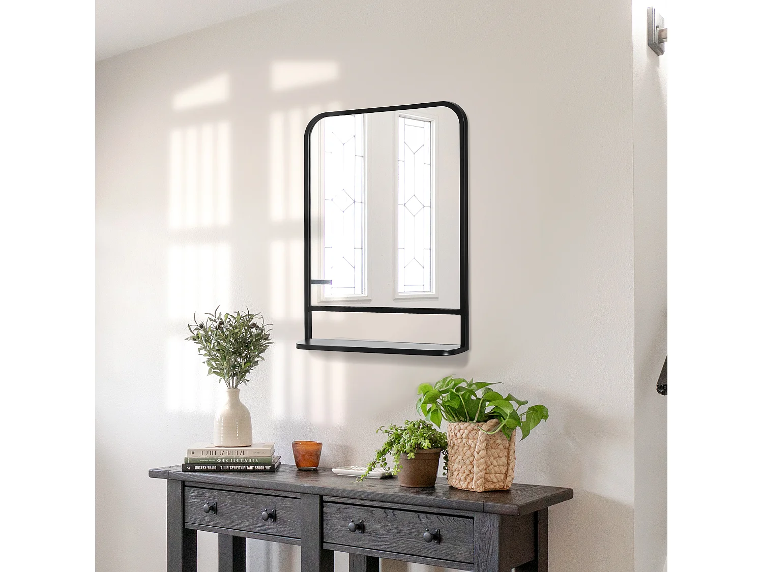 Espejo de pared negro 50x10.2x70 cm HOMCOM