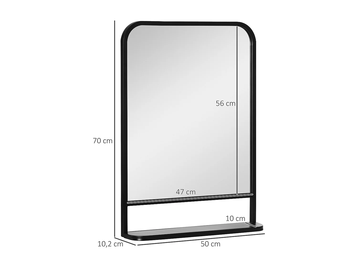 Espejo de pared negro 50x10.2x70 cm HOMCOM