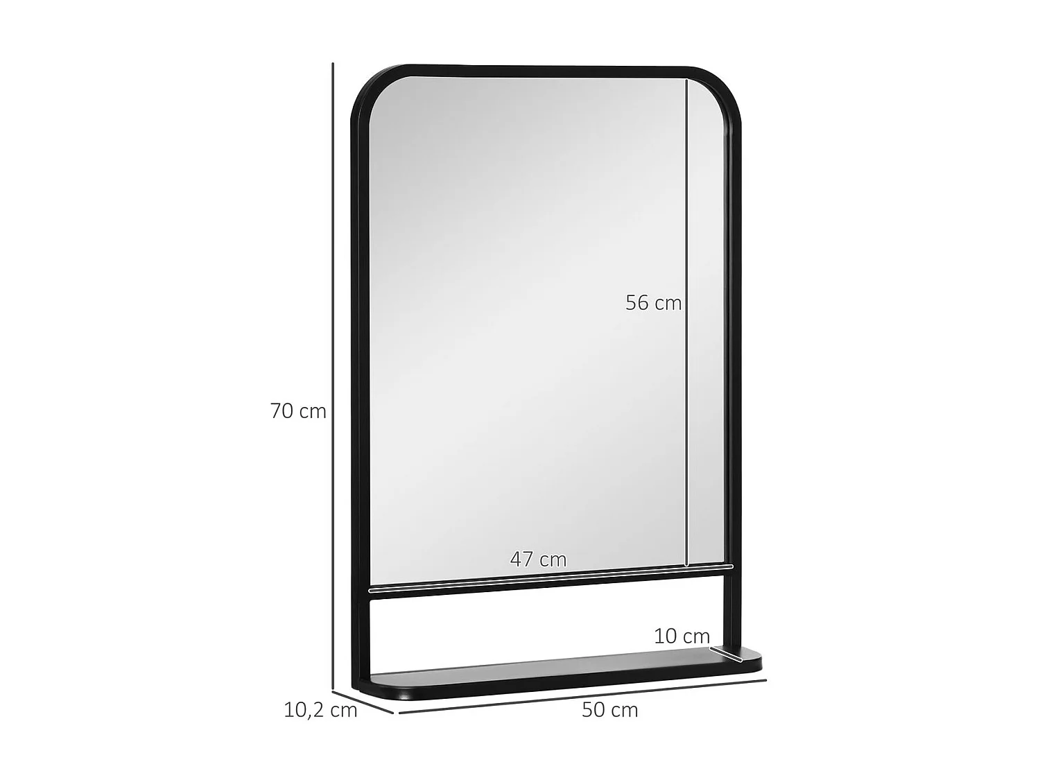 Espejo de pared negro 50x10.2x70 cm HOMCOM