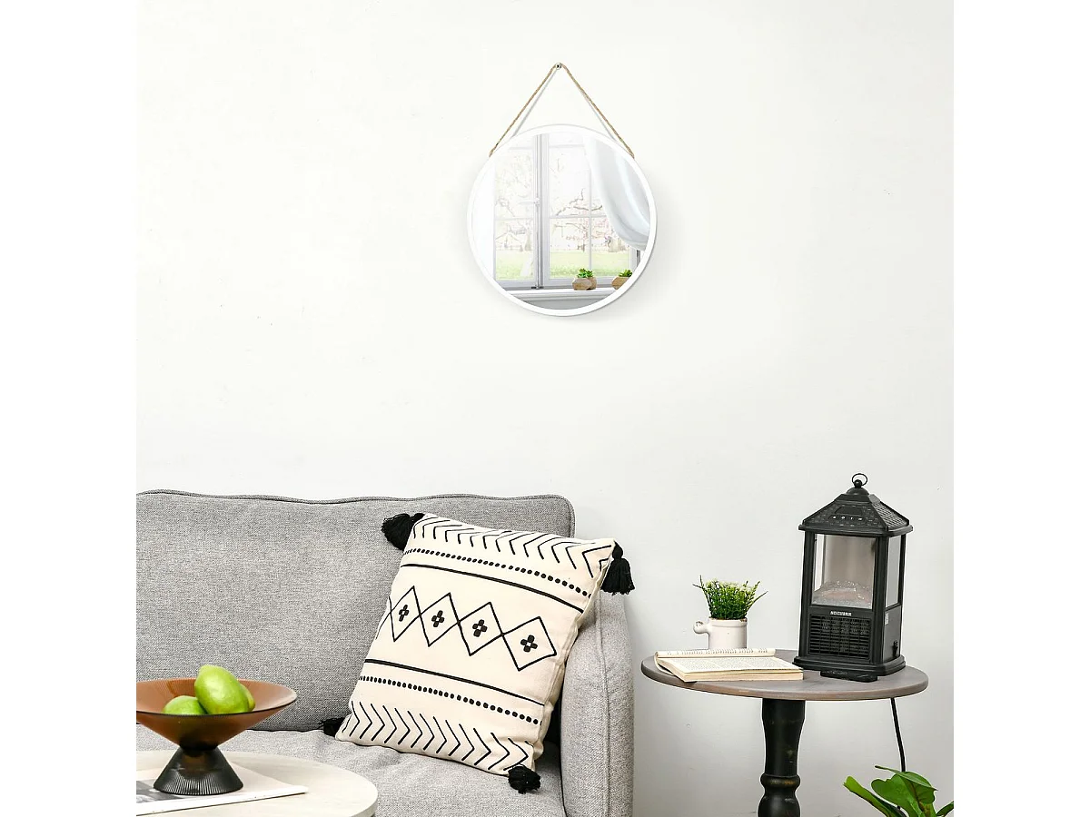 Espejo de pared blanco 30x2.2x30 cm HOMCOM