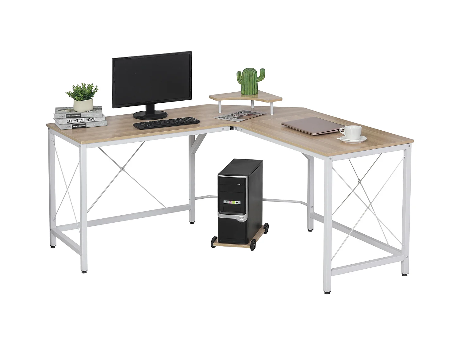 Mesa de computadora roble 150x150x76 cm HOMCOM