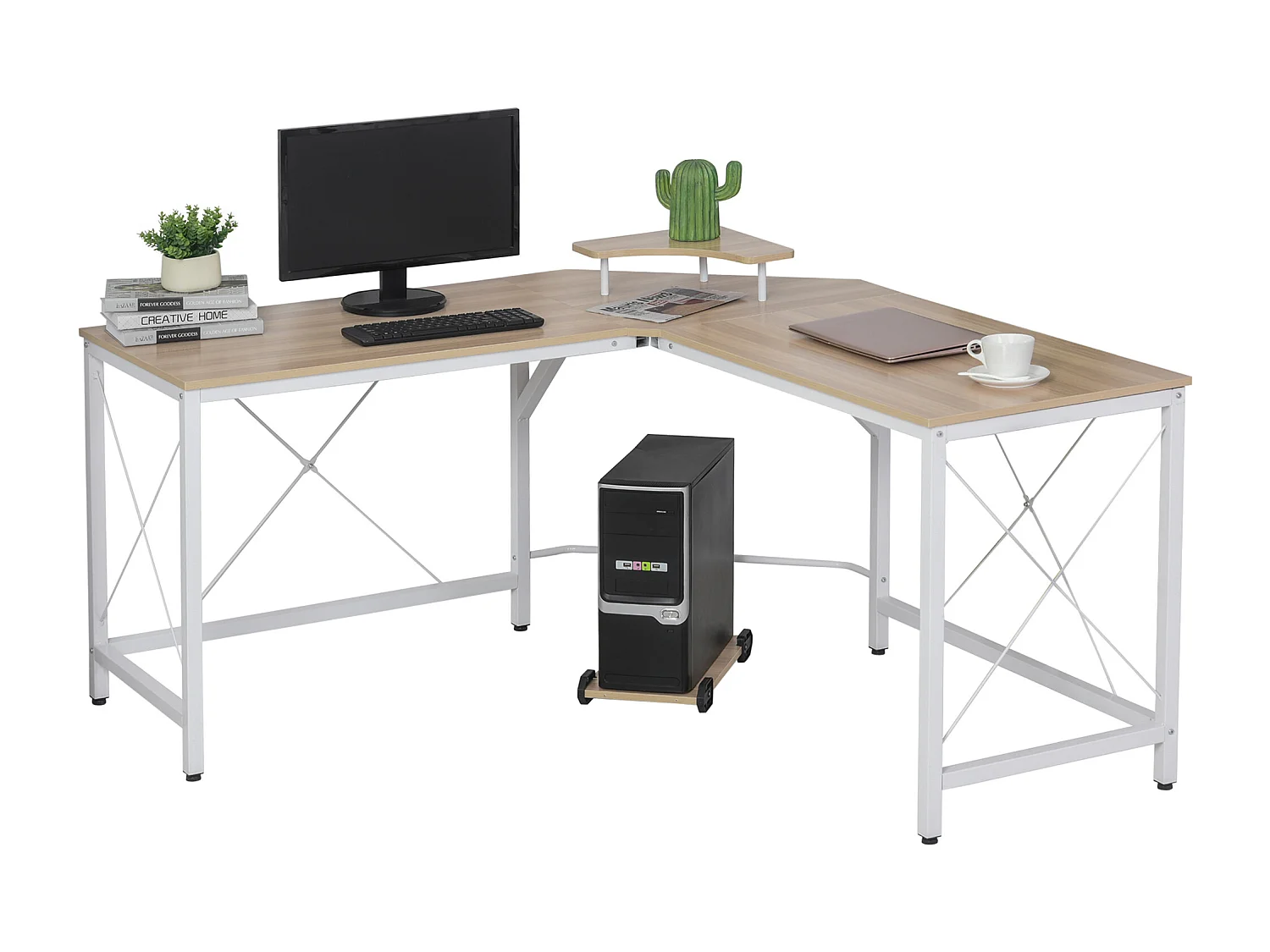 Mesa de computadora roble 150x150x76 cm HOMCOM