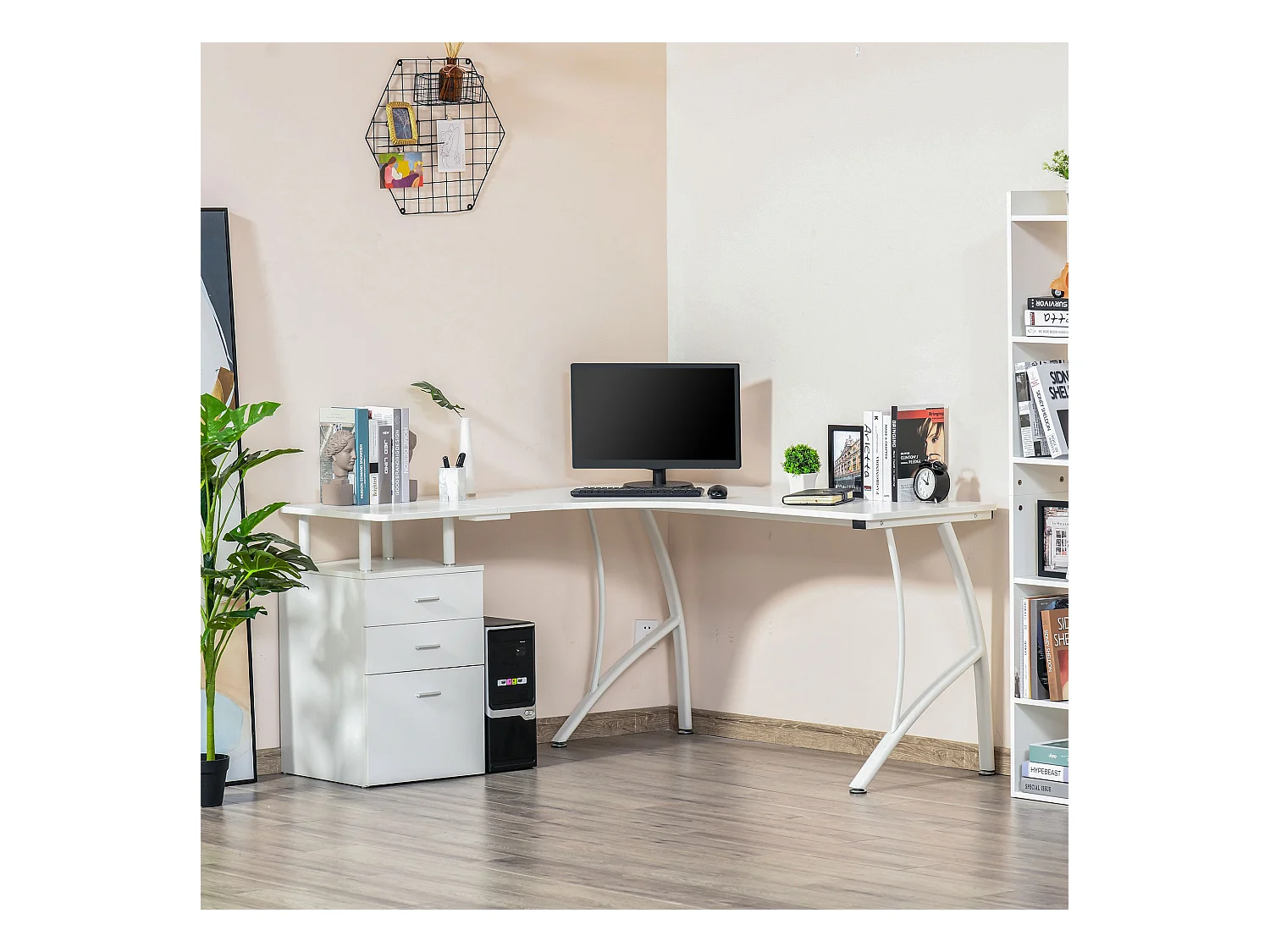 Escritorio esquinero blanco 143.5x143.5x76 cm HOMCOM