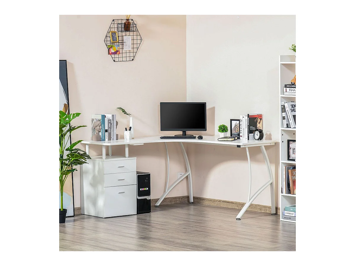 Escritorio esquinero blanco 143.5x143.5x76 cm HOMCOM