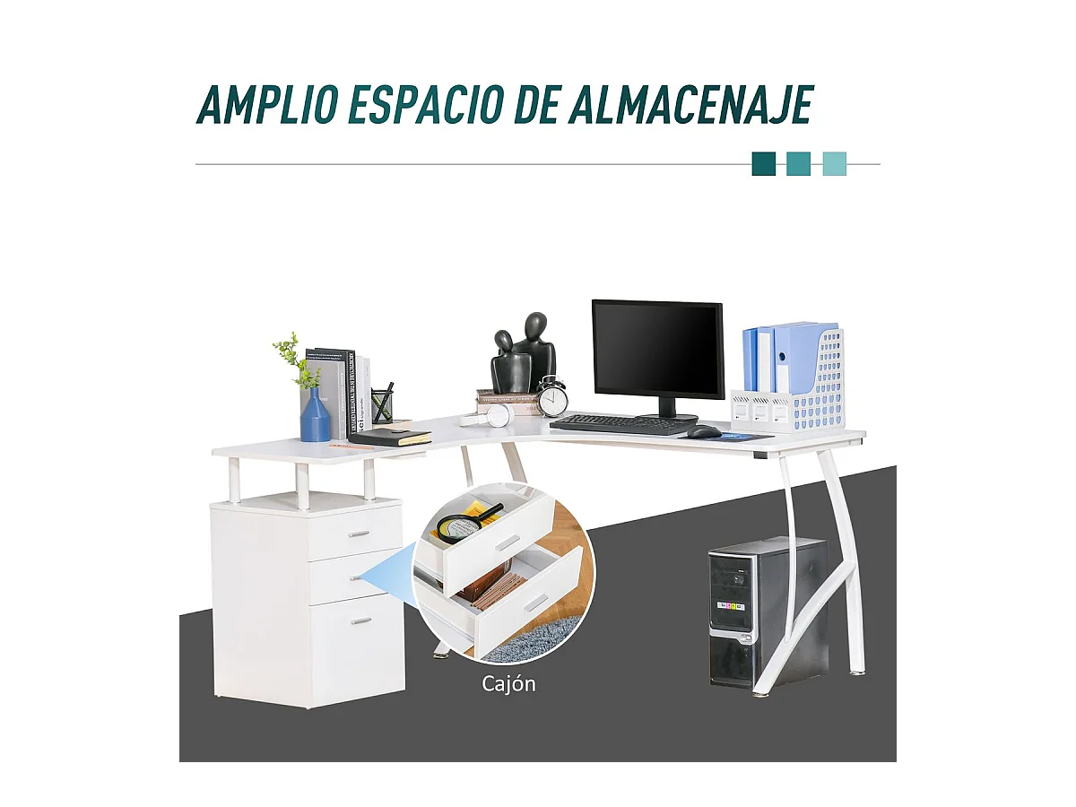 Escritorio esquinero blanco 143.5x143.5x76 cm HOMCOM