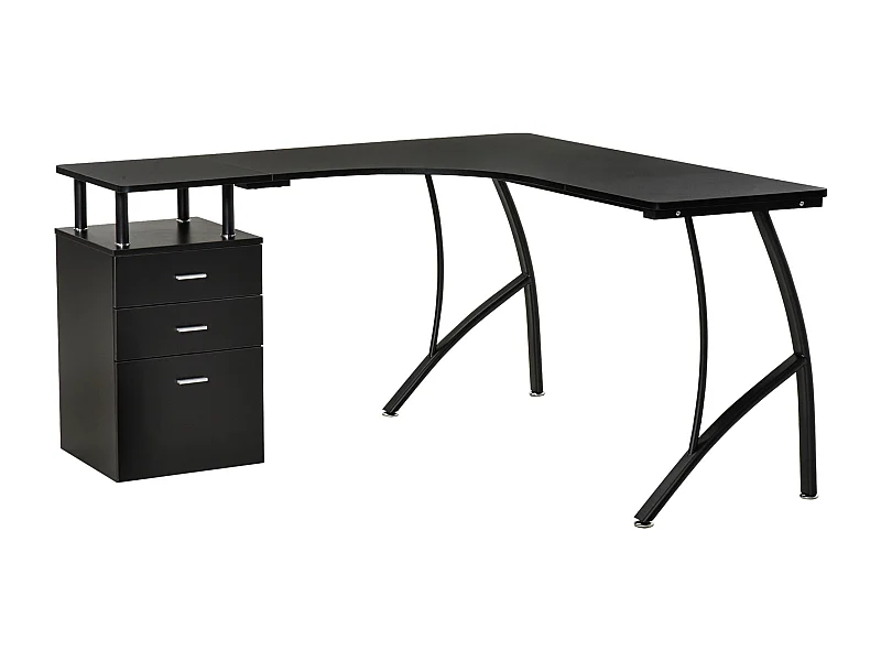 Escritorio esquinero negro 143.5x143.5x76 cm HOMCOM