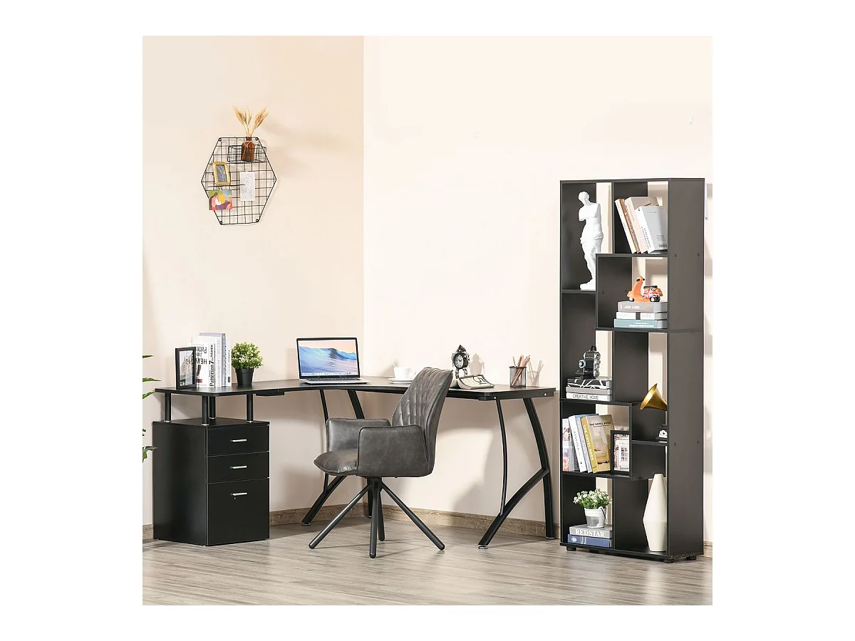 Escritorio esquinero negro 143.5x143.5x76 cm HOMCOM