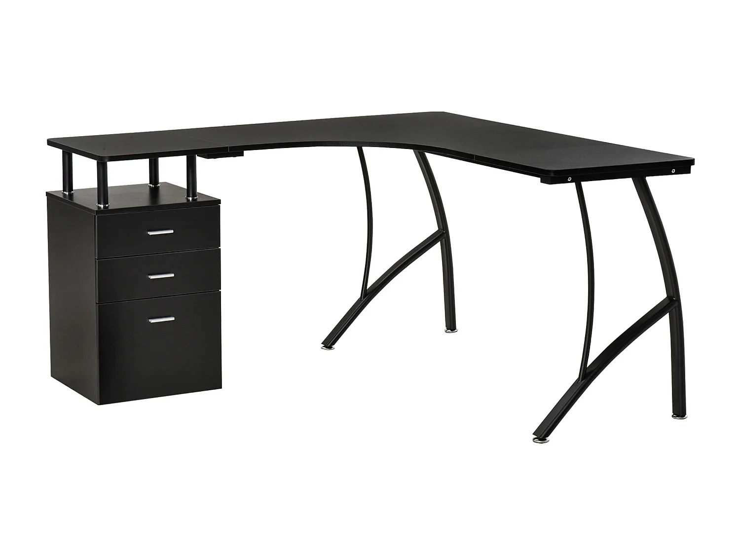 Escritorio esquinero negro 143.5x143.5x76 cm HOMCOM