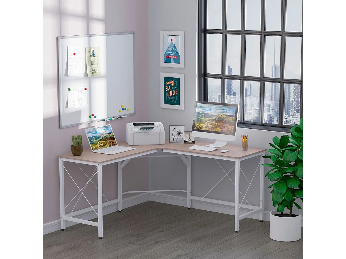 Mesa de ordenador roble 150x150x76cm HOMCOM