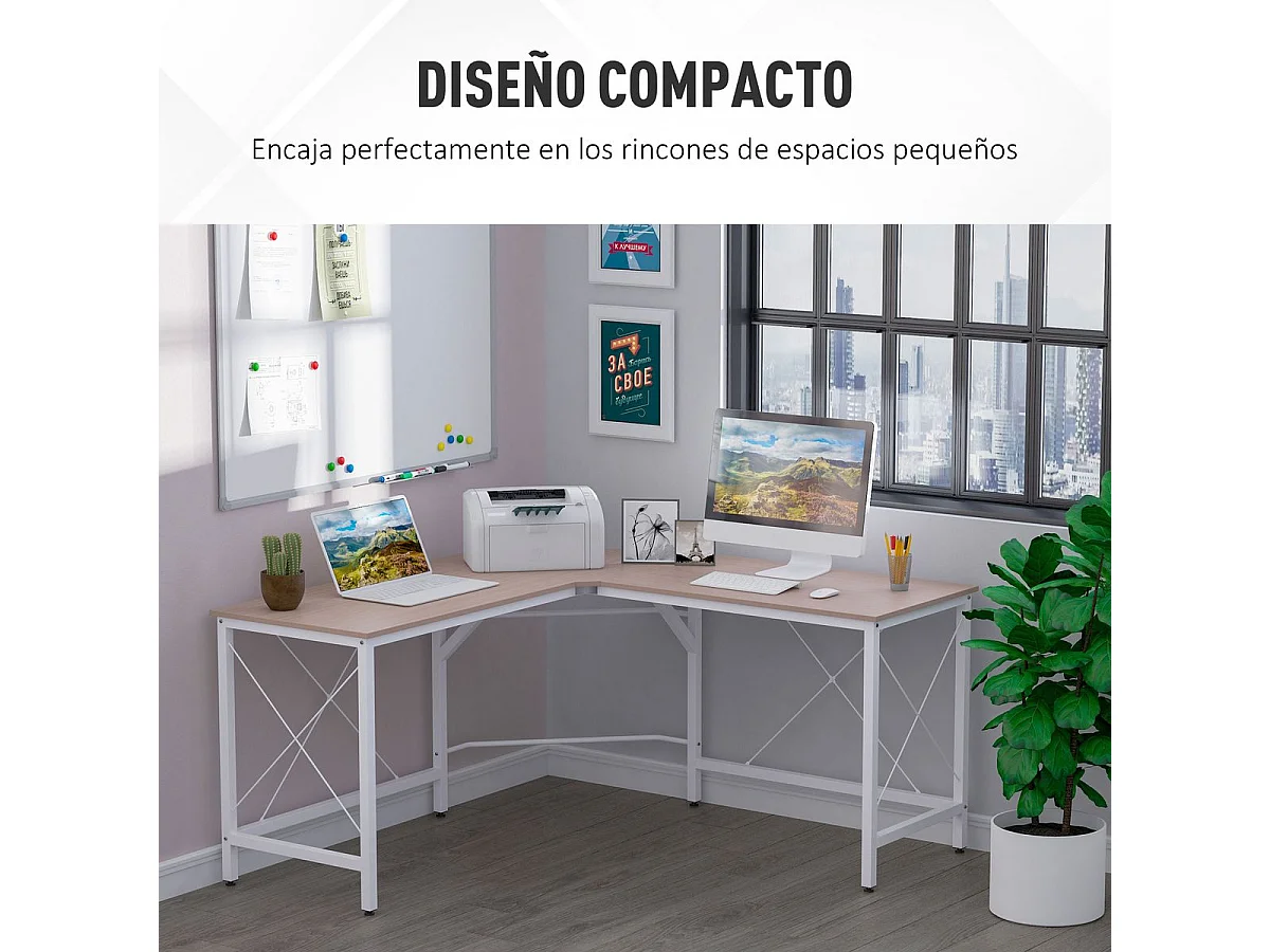 Mesa de ordenador roble 150x150x76cm HOMCOM