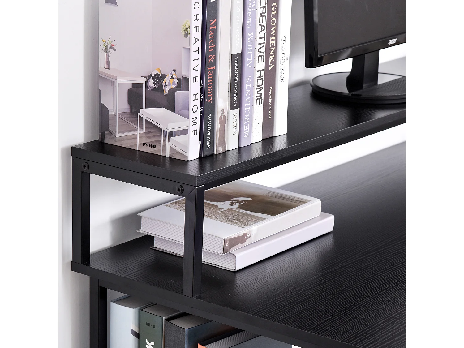 Mesa para computadora negro 140x60x93 cm HOMCOM