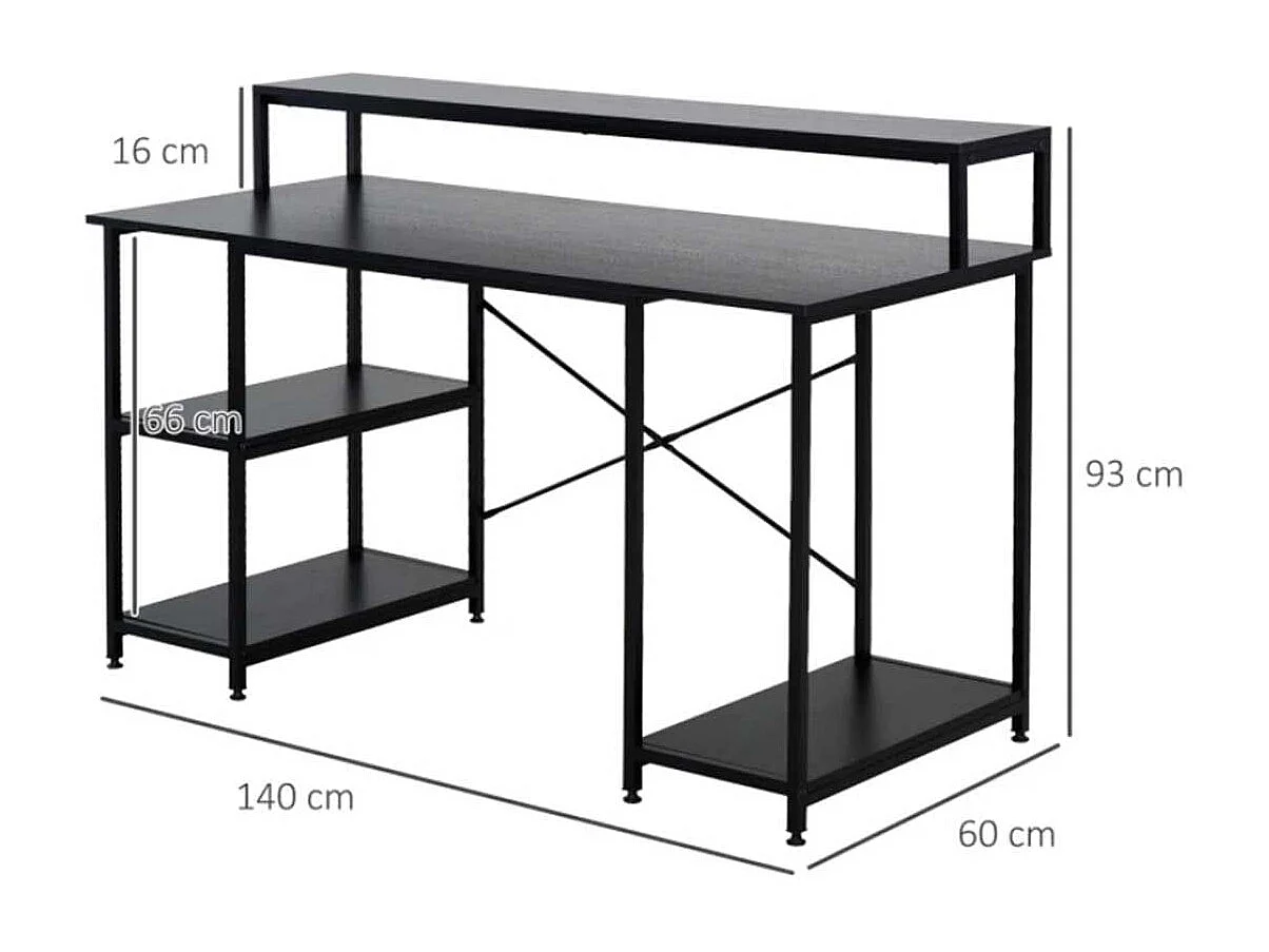 Mesa para computadora negro 140x60x93 cm HOMCOM