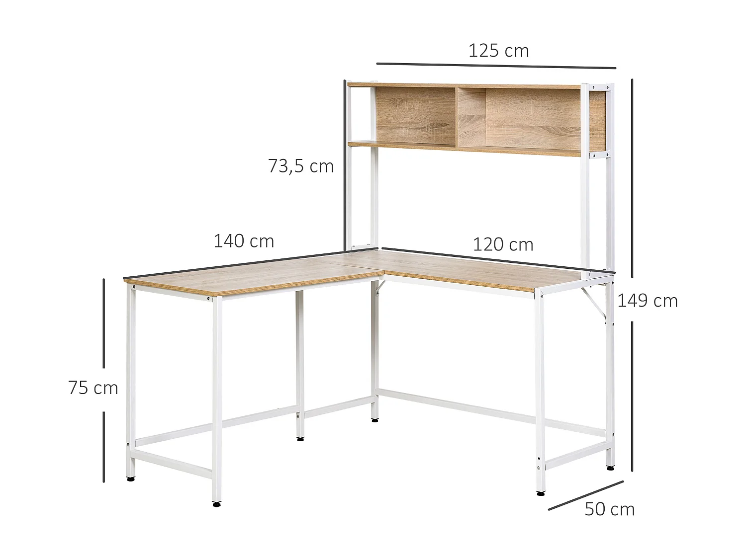 Mesa de ordenador wood grain 140x125x149 cm HOMCOM