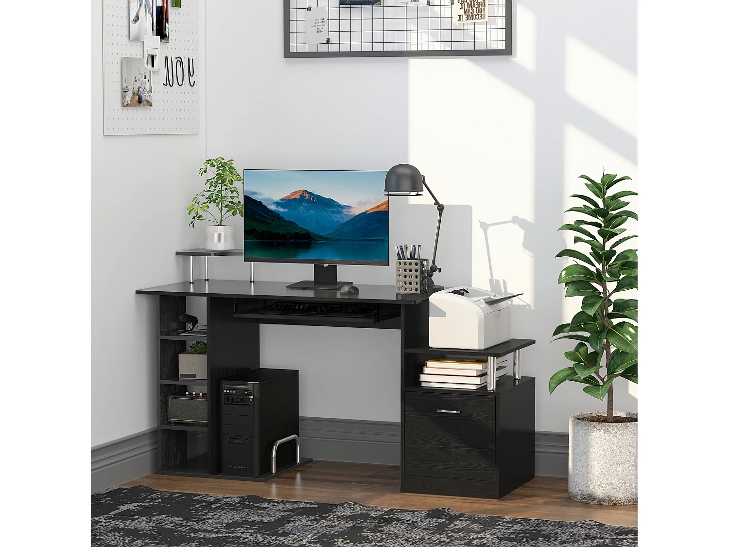 Mesa de ordenador negro 152x60x88 cm HOMCOM