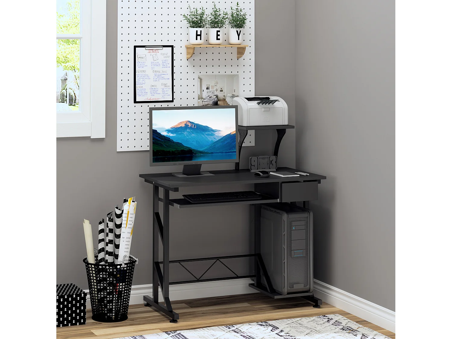 Mesa de ordenador negro 90x50x95cm HOMCOM