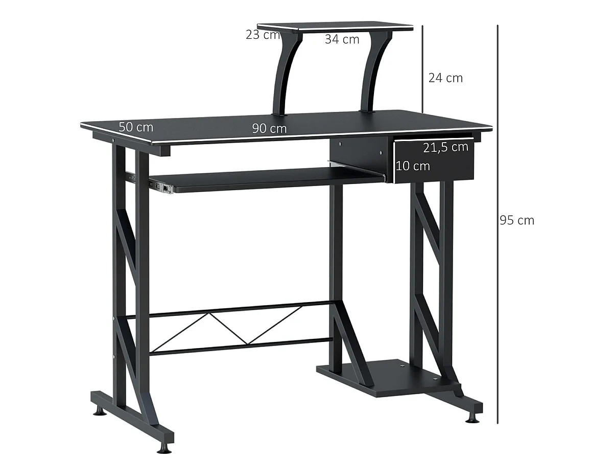Mesa de ordenador negro 90x50x95cm HOMCOM