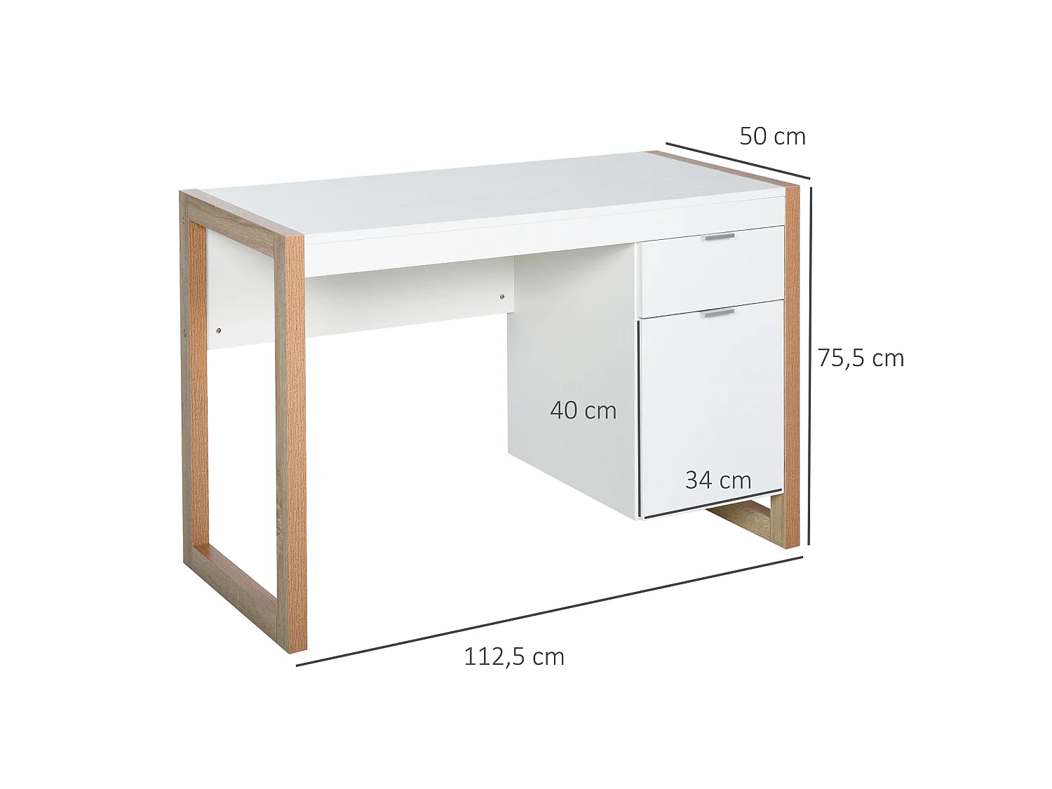 Mesa de escritorio blanco 112.5x50x75.5 cm HOMCOM