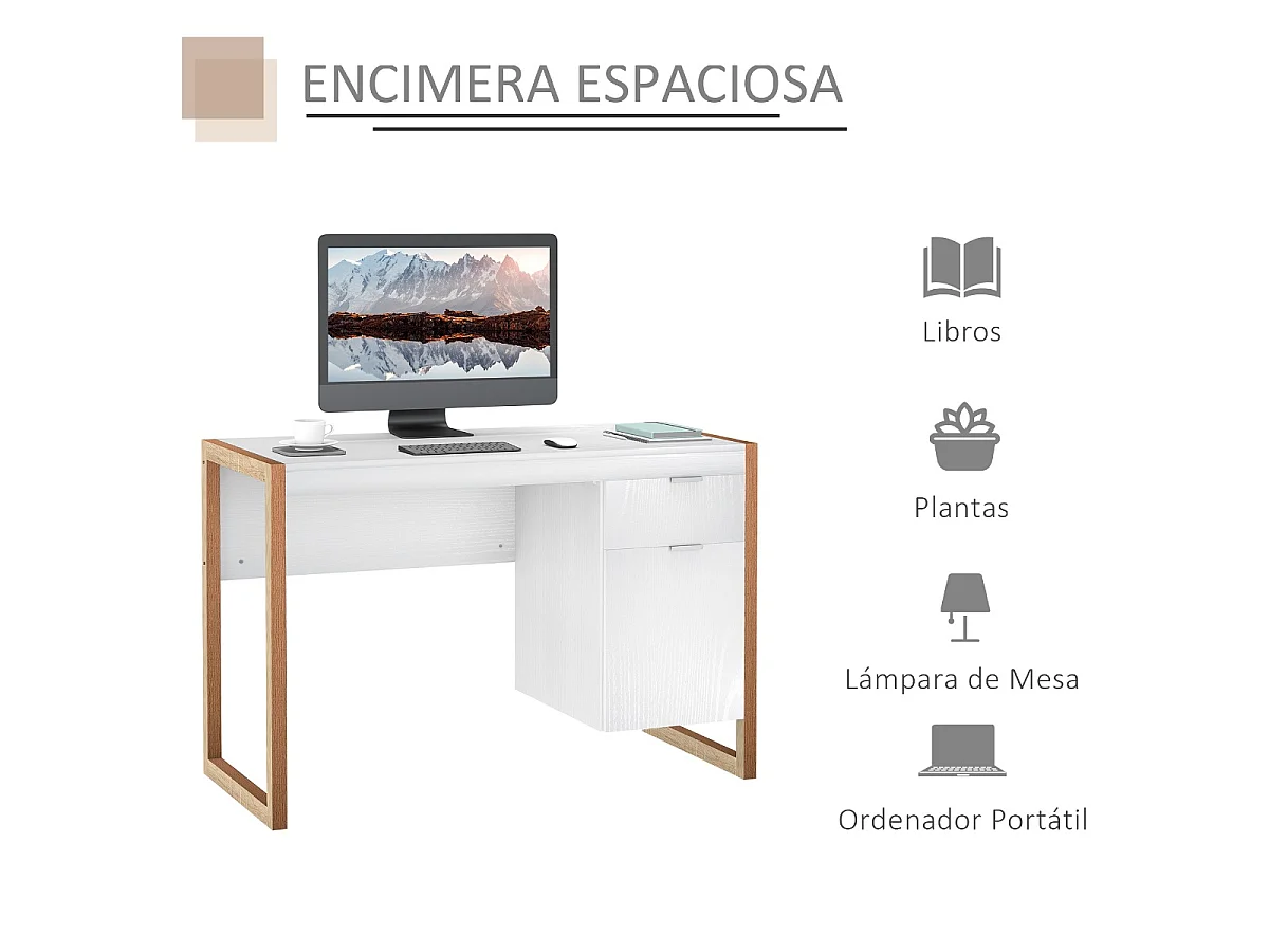 Mesa de escritorio blanco 112.5x50x75.5 cm HOMCOM