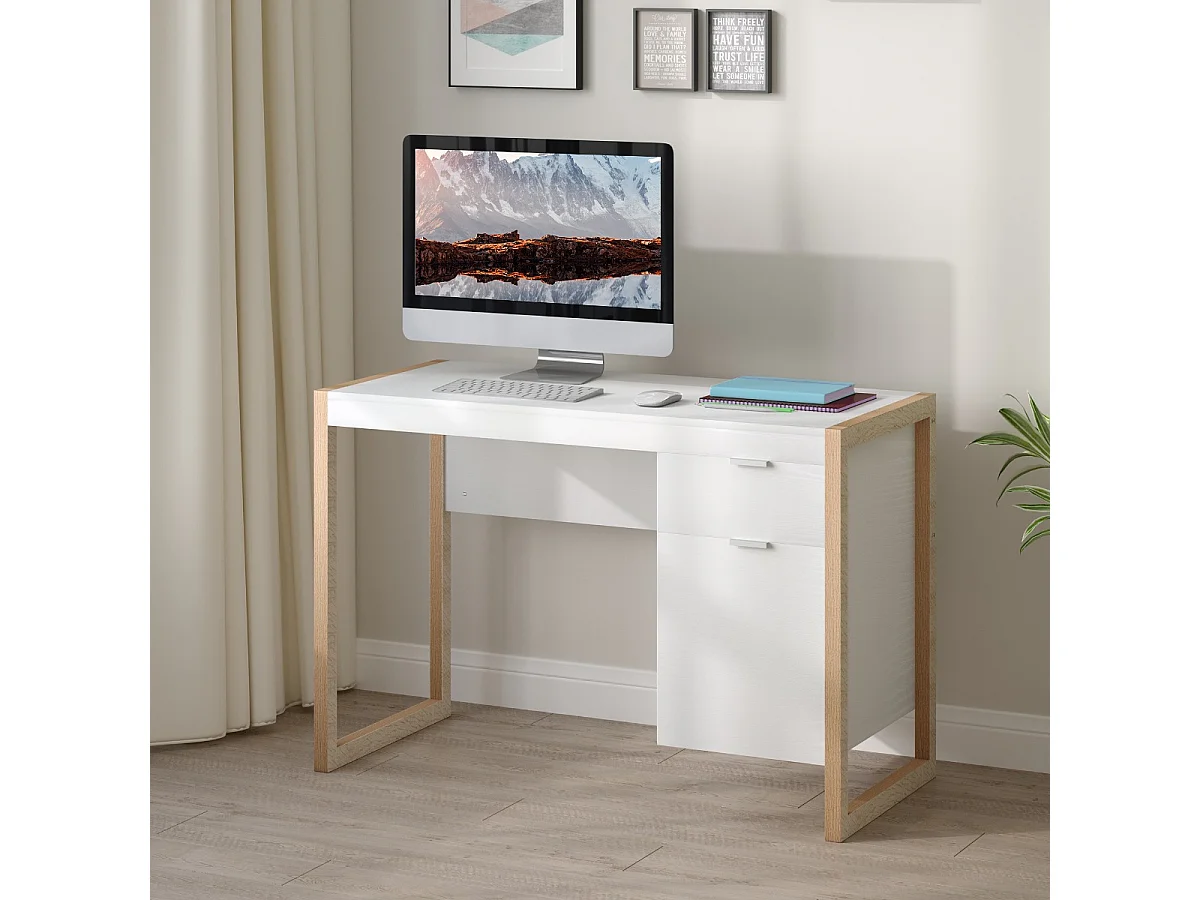 Mesa de escritorio blanco 112.5x50x75.5 cm HOMCOM