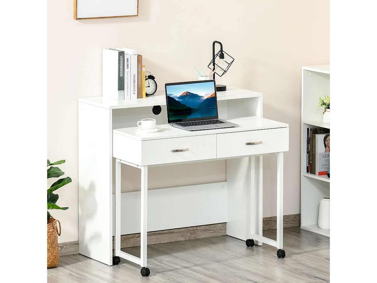 Conjunto de 2 escritorios apilables blanco 100x36x88 cm HOMCOM