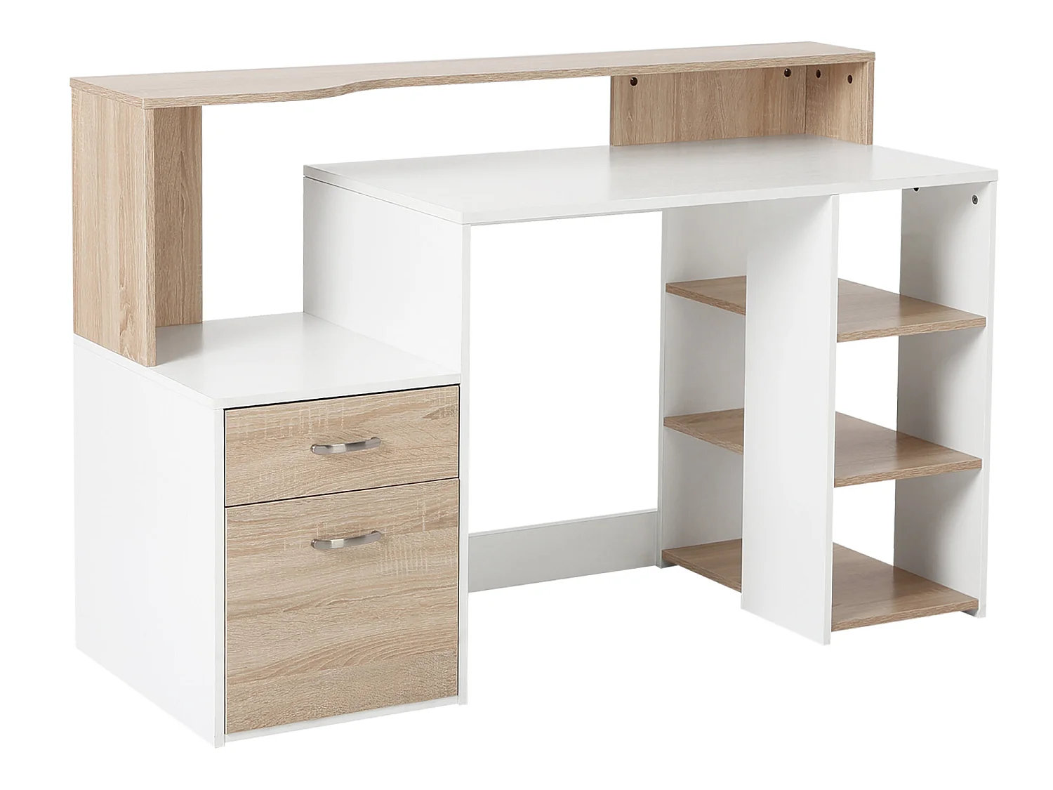 Mesa de ordenador roble y blanco 137x55x92 cm HOMCOM