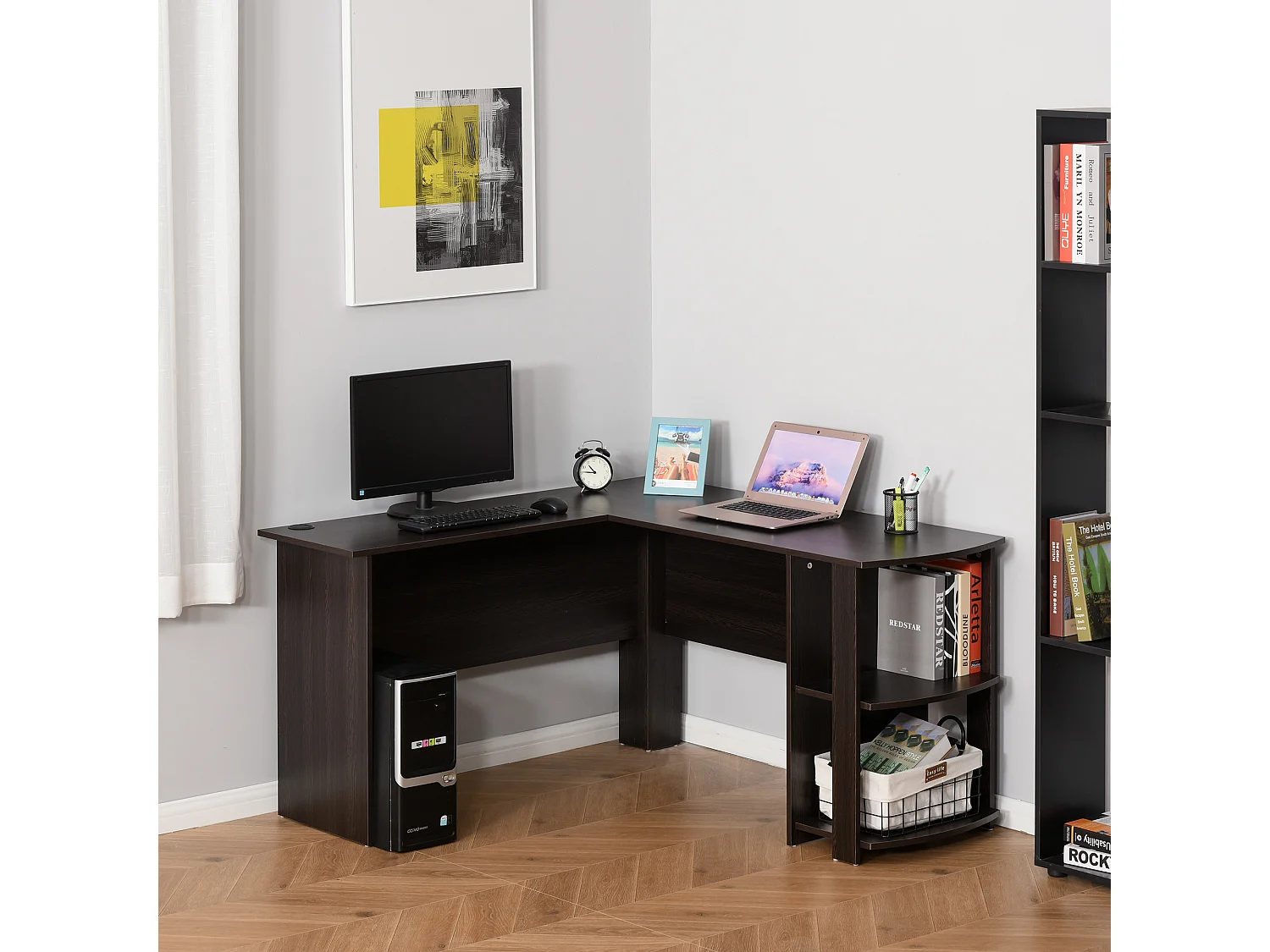 Mesa de ordenador marrón 136x130x72 cm HOMCOM