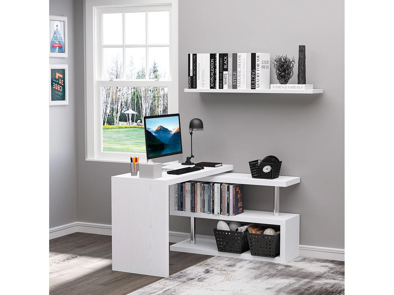 Mesa escritorio de esquina blanco 114x120x76.1 cm HOMCOM