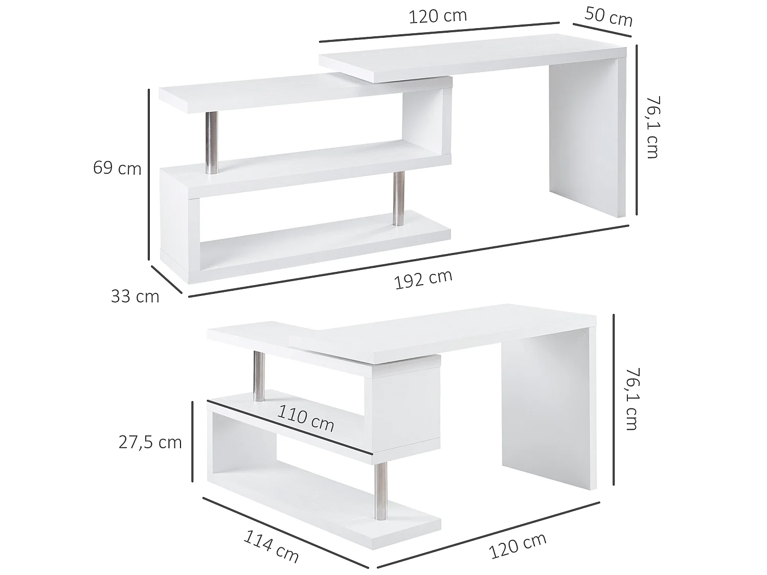 Mesa escritorio de esquina blanco 114x120x76.1 cm HOMCOM