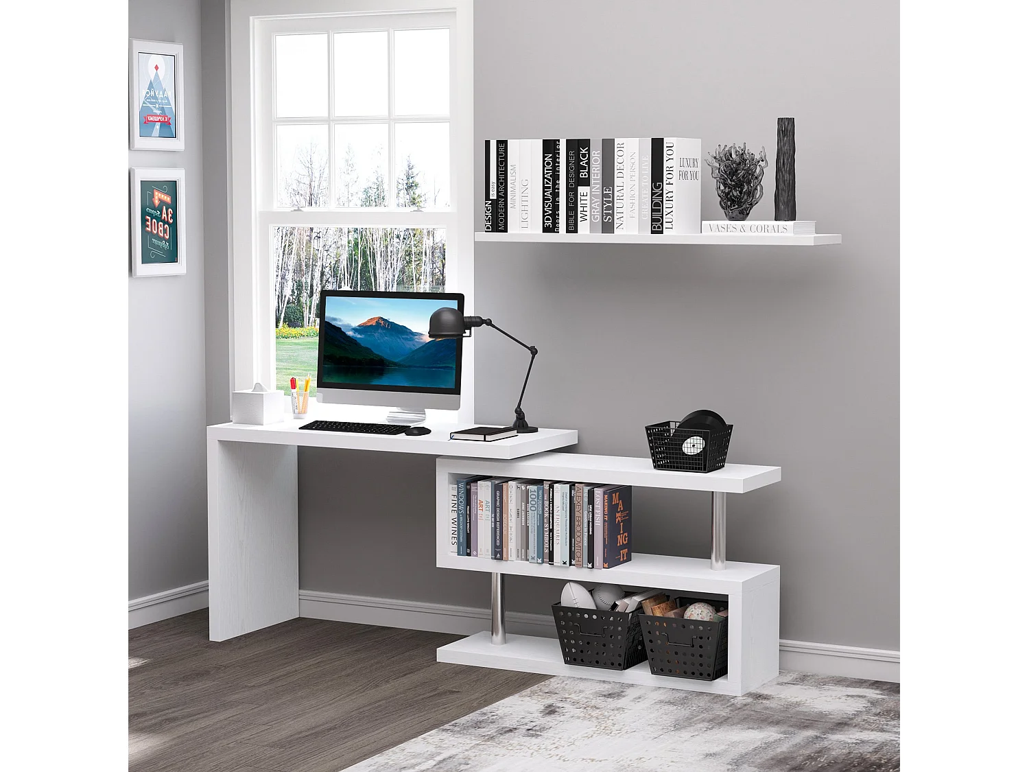 Mesa escritorio de esquina blanco 114x120x76.1 cm HOMCOM