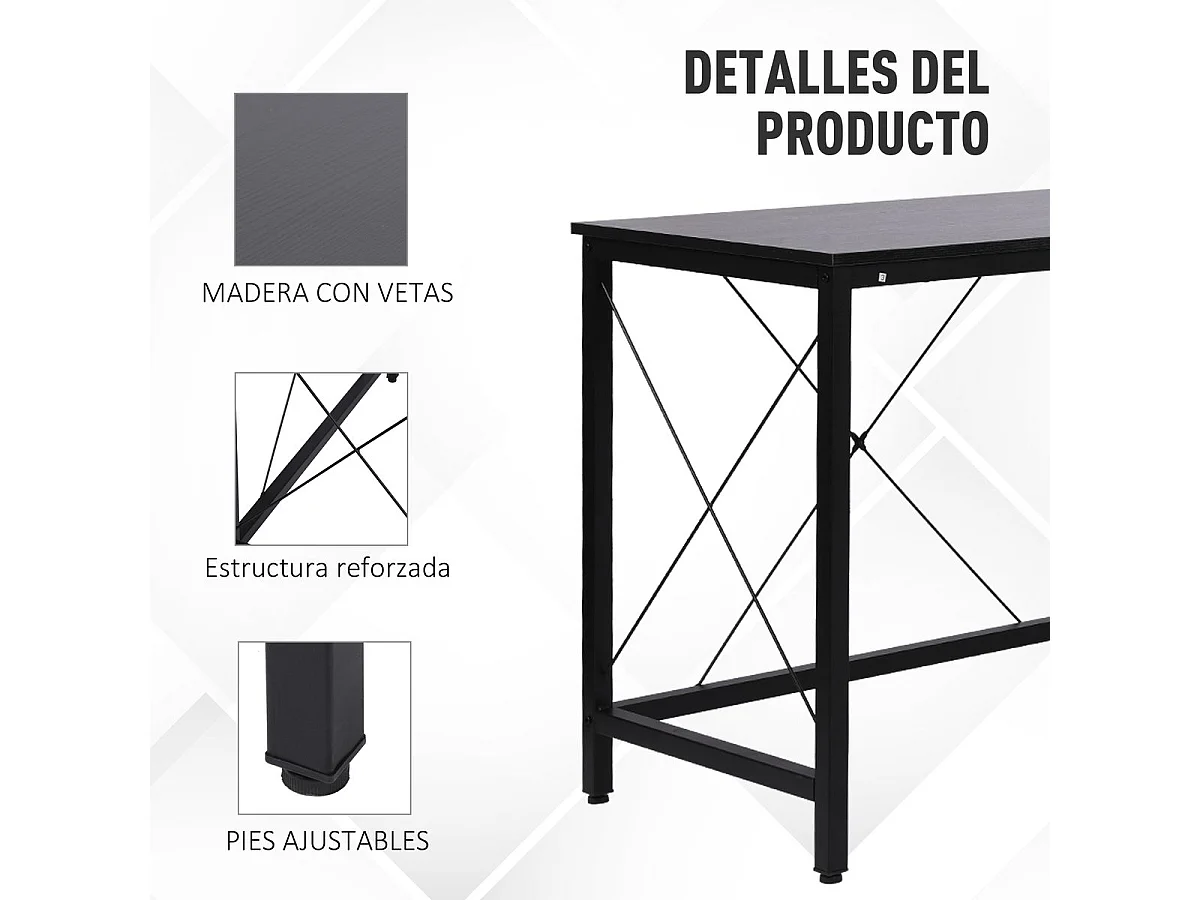 Mesa de ordenador negro 150x150x76cm HOMCOM