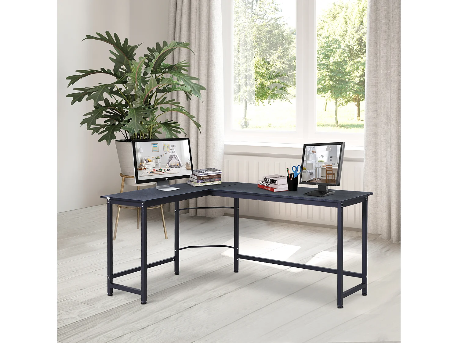 Mesa de ordenador negro 168x120x75 cm Vinsetto