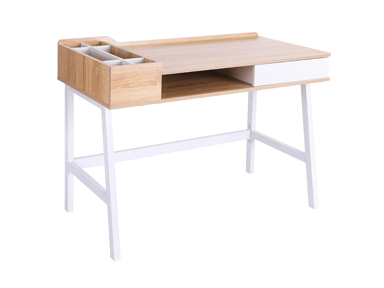 Mesa de ordenador roble y blanco 100x55x81,5cm HOMCOM