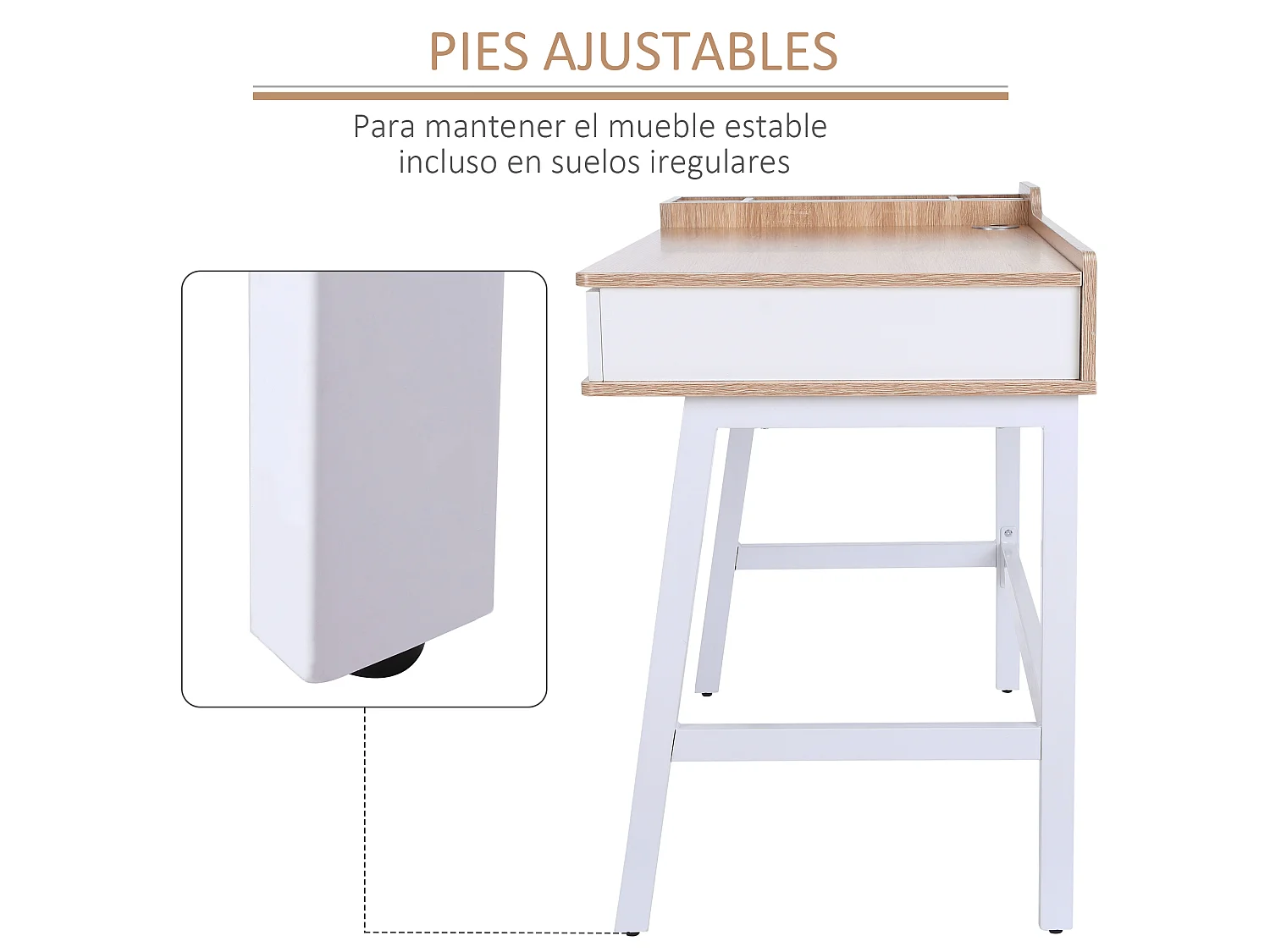 Mesa de ordenador roble y blanco 100x55x81,5cm HOMCOM