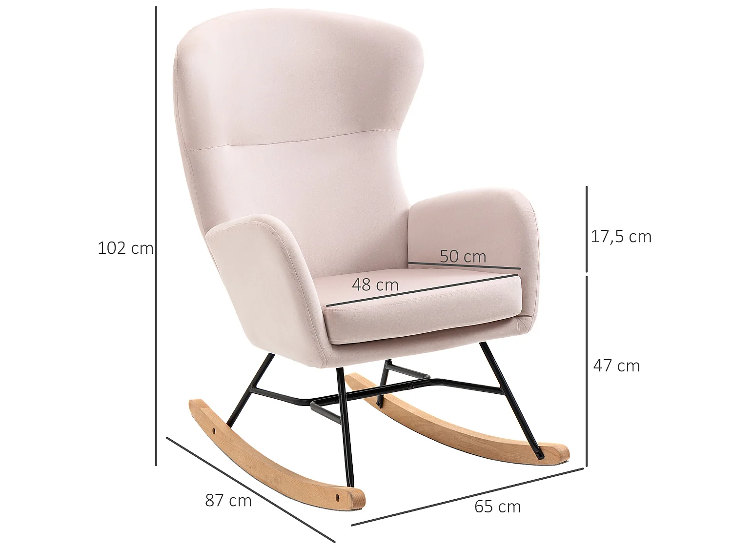 Silla mecedora rosa 65x87x102 cm HOMCOM
