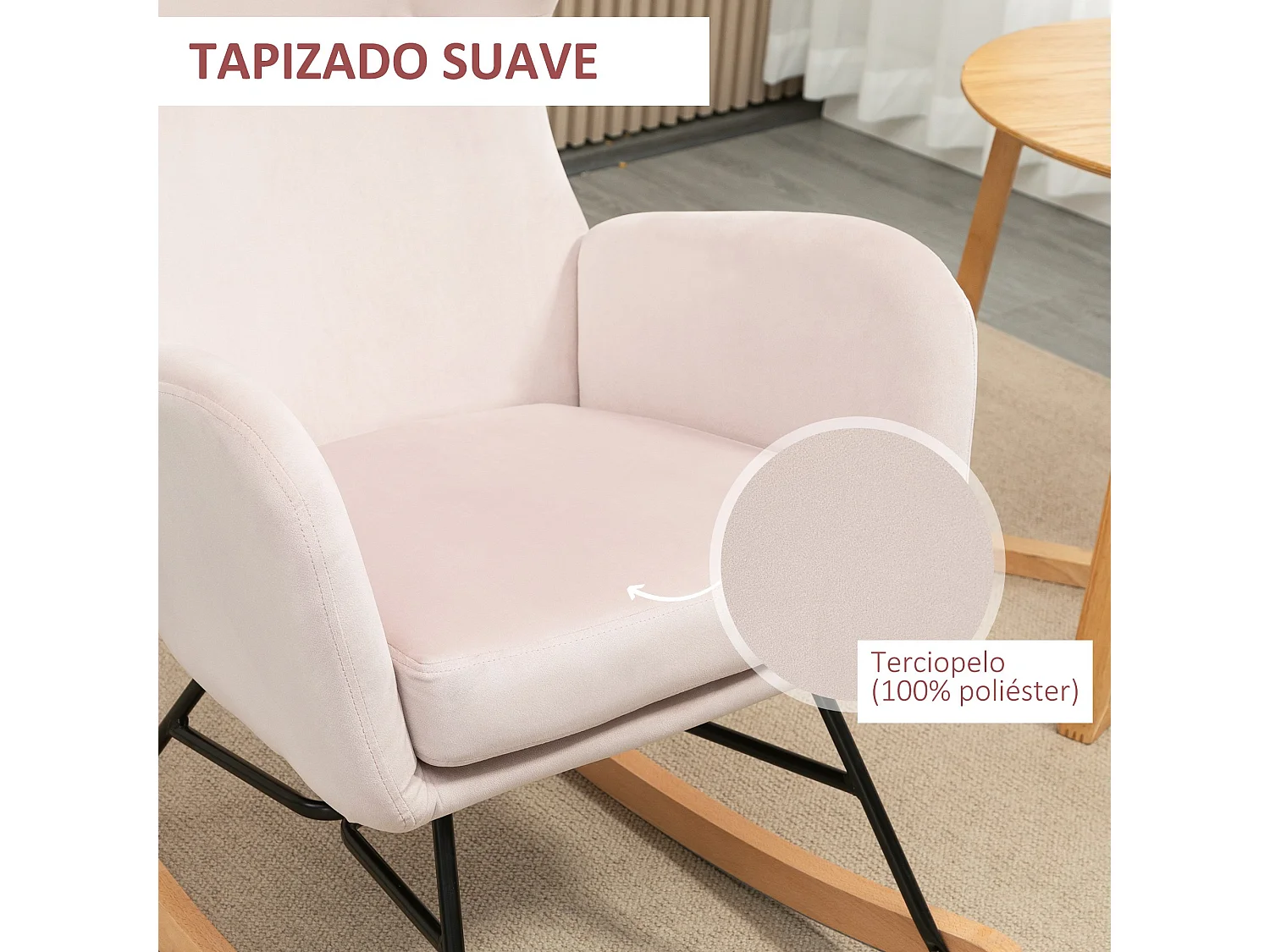 Silla mecedora rosa 65x87x102 cm HOMCOM