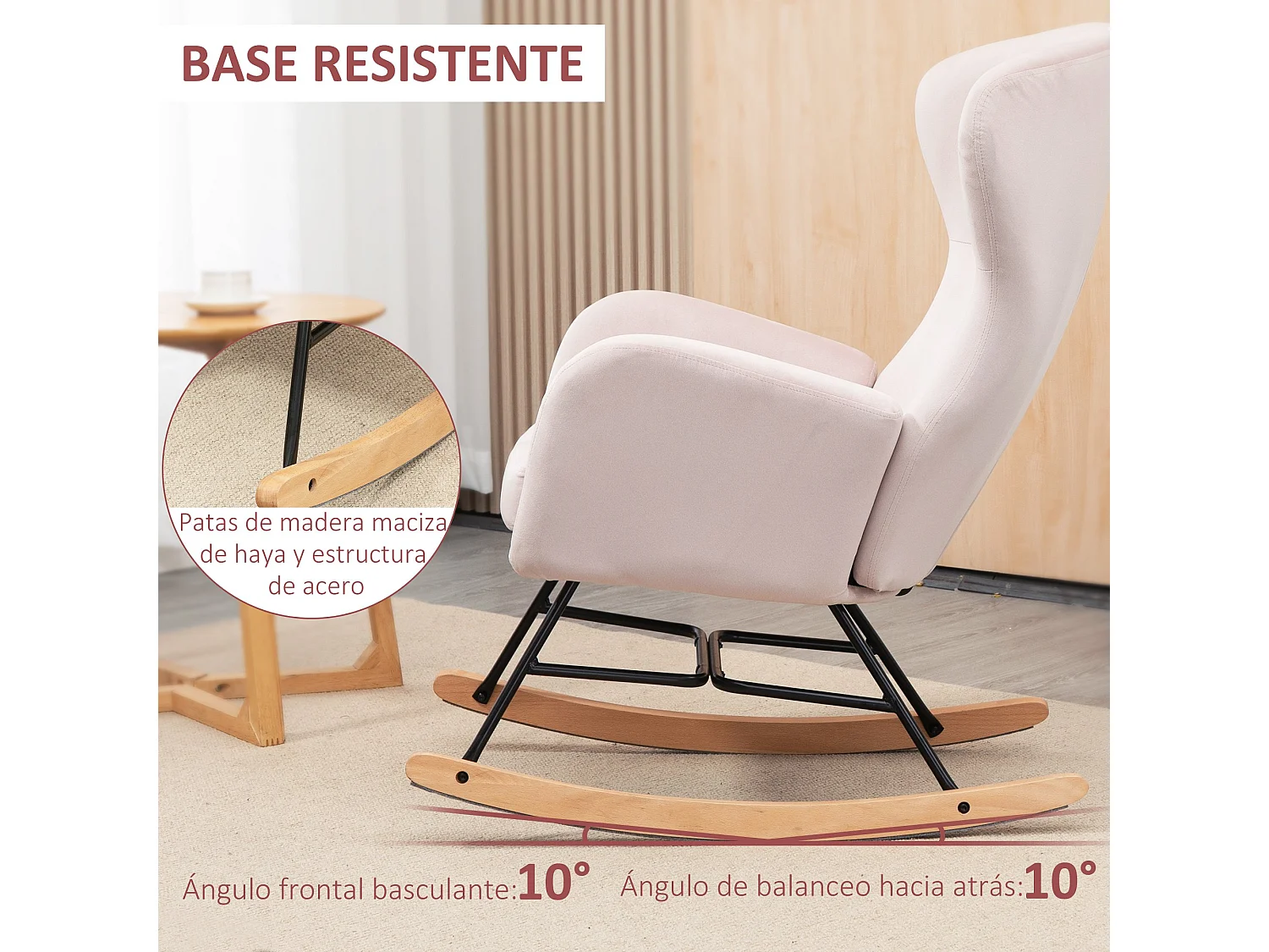 Silla mecedora rosa 65x87x102 cm HOMCOM