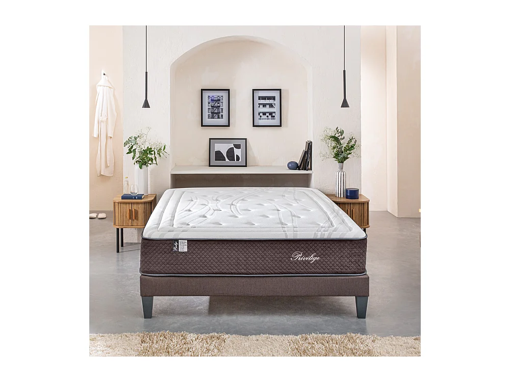BELLECOUR LITERIE | Matelas PRIVILEGE 200x200 cm | Ressorts ensachés & Mémoire de forme