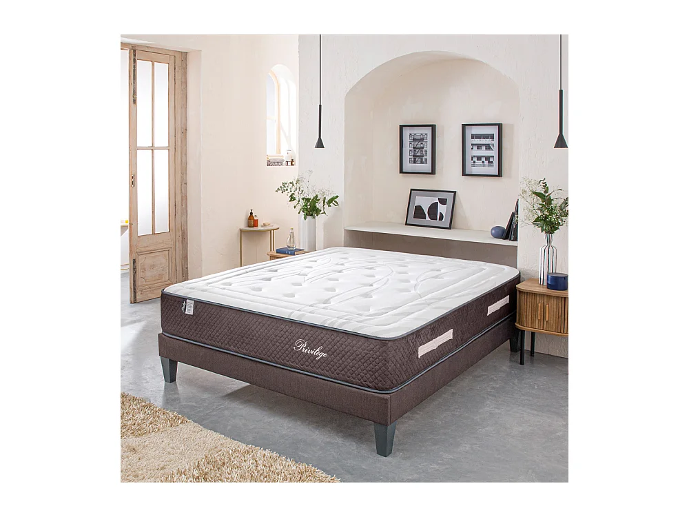 BELLECOUR LITERIE | Matelas PRIVILEGE 200x200 cm | Ressorts ensachés & Mémoire de forme