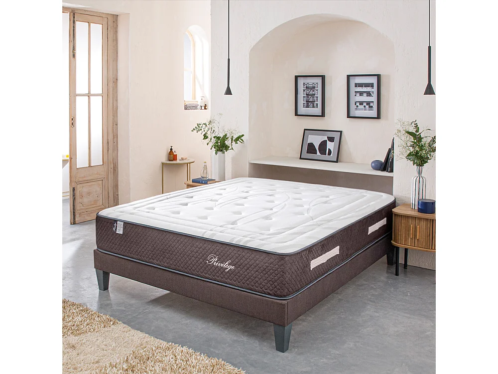 BELLECOUR LITERIE | Matelas PRIVILEGE 200x200 cm | Ressorts ensachés & Mémoire de forme