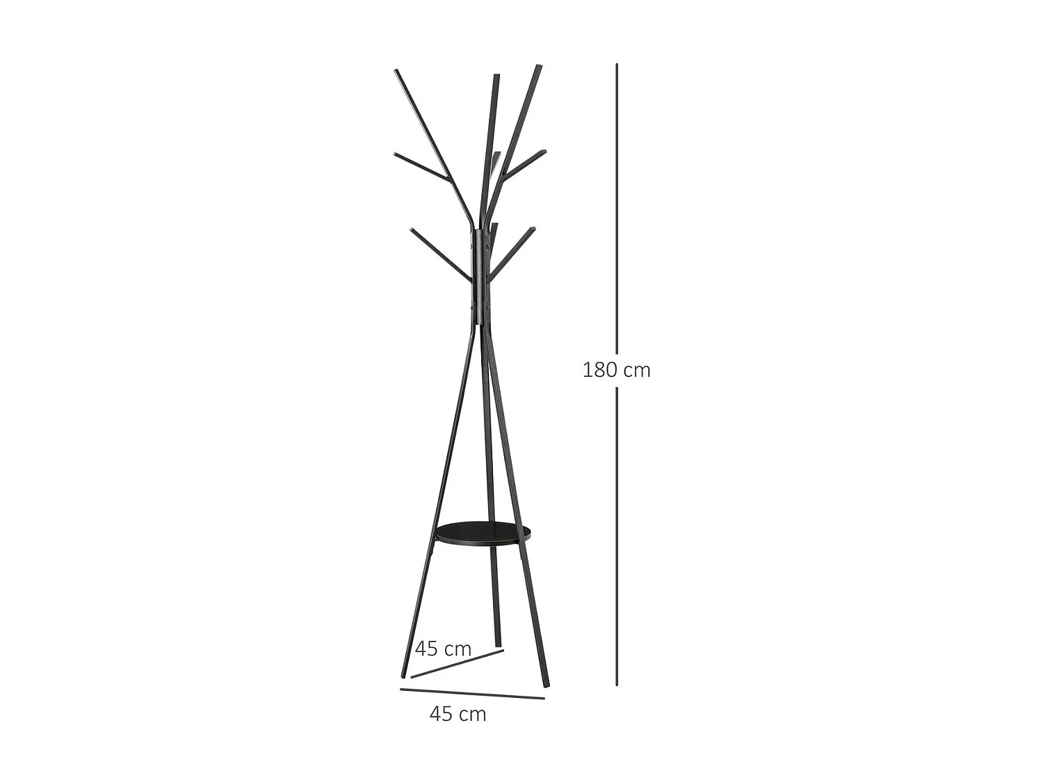 Perchero de pie metálico negro 45x45x180 cm HOMCOM
