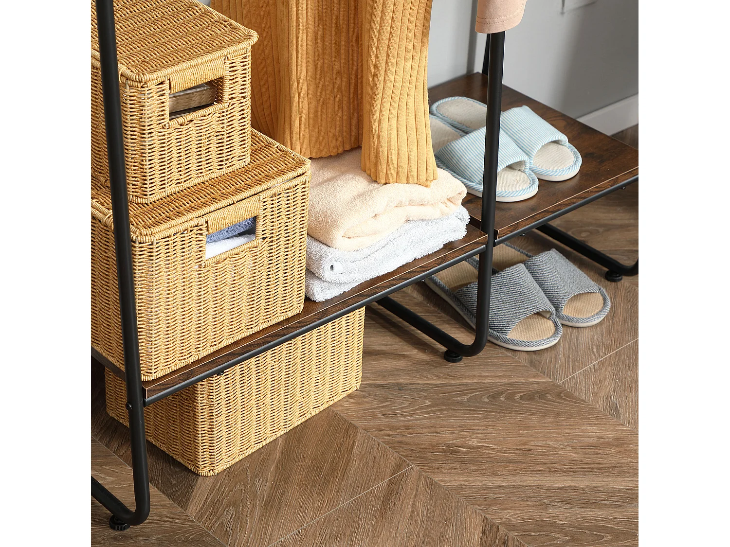 Perchero de ropa negro y rústico 101x39x160 cm HOMCOM