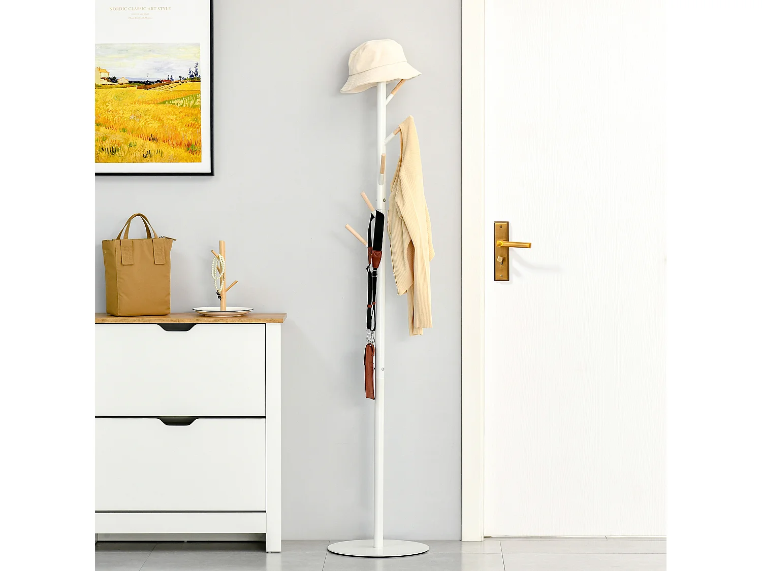 Perchero de pie blanco 35x35x174 cm HOMCOM