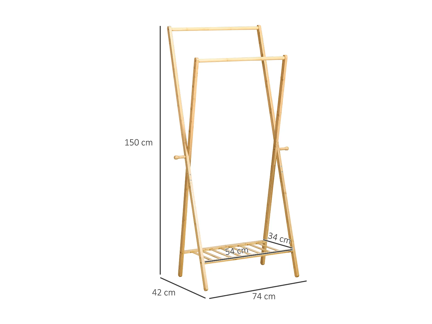 Perchero de pie madera natural 74x42x150 cm HOMCOM