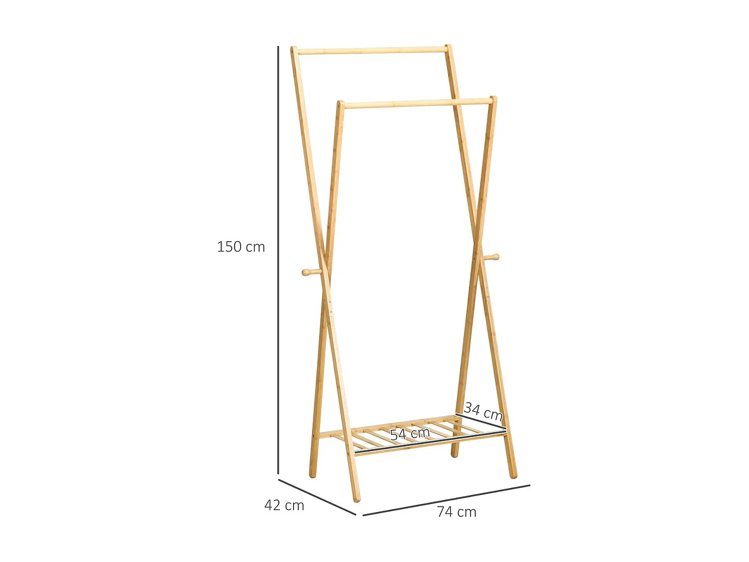 Perchero de pie madera natural 74x42x150 cm HOMCOM