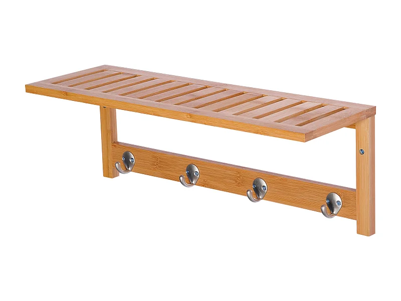 Perchero de pared de bambú bambú natural 50x16x17,5 cm HOMCOM