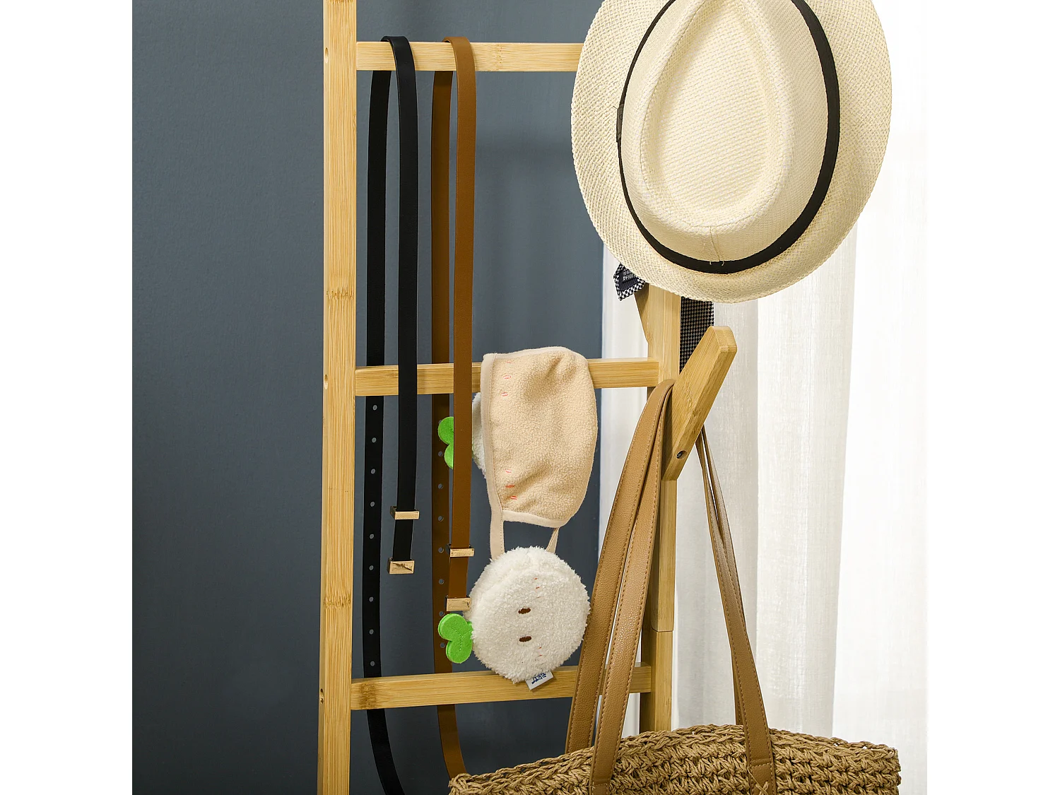 Perchero de pie madera natural 100x37x191 cm HOMCOM