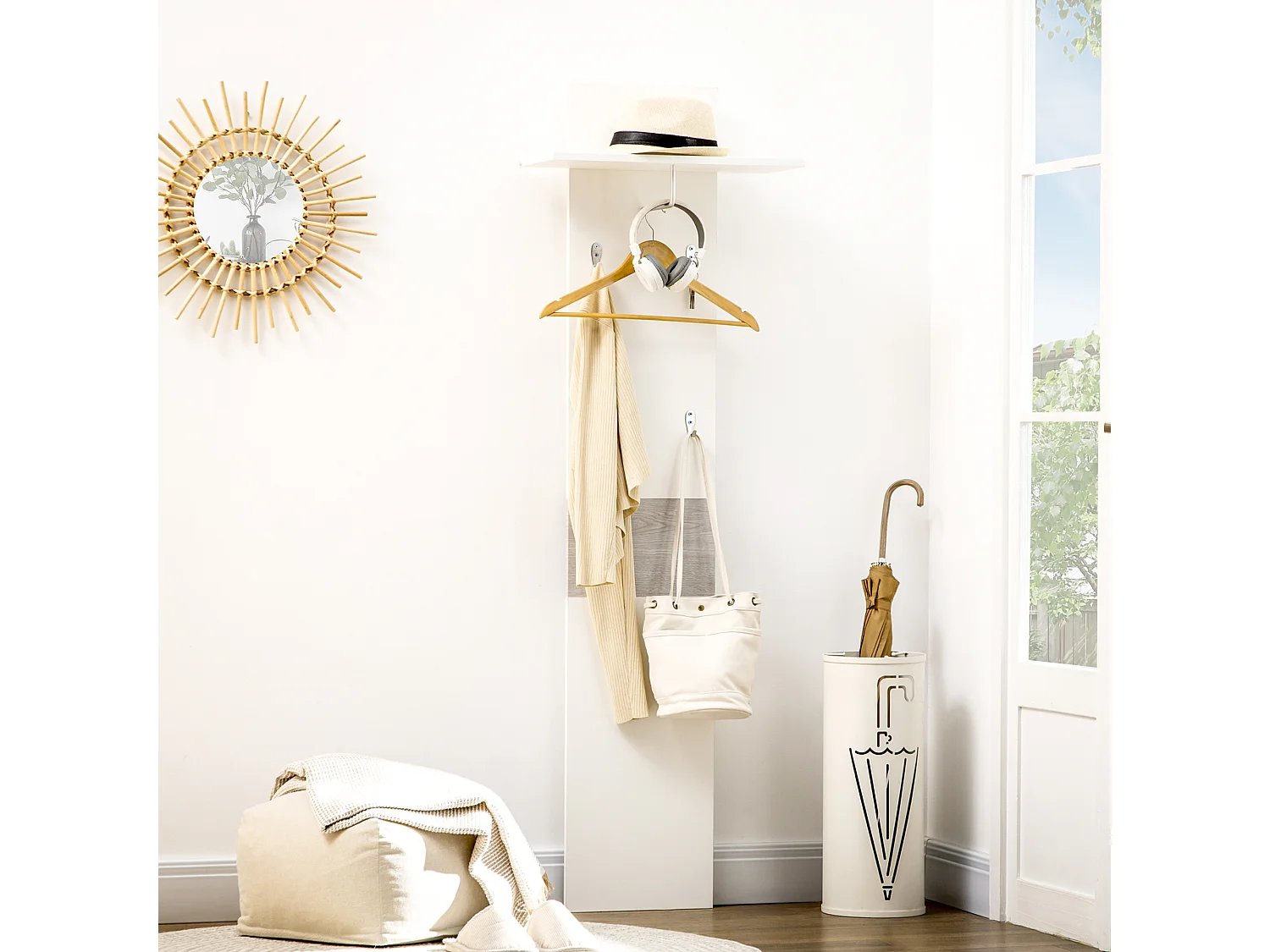 Perchero de pared blanco 50x23.5x60 cm HOMCOM