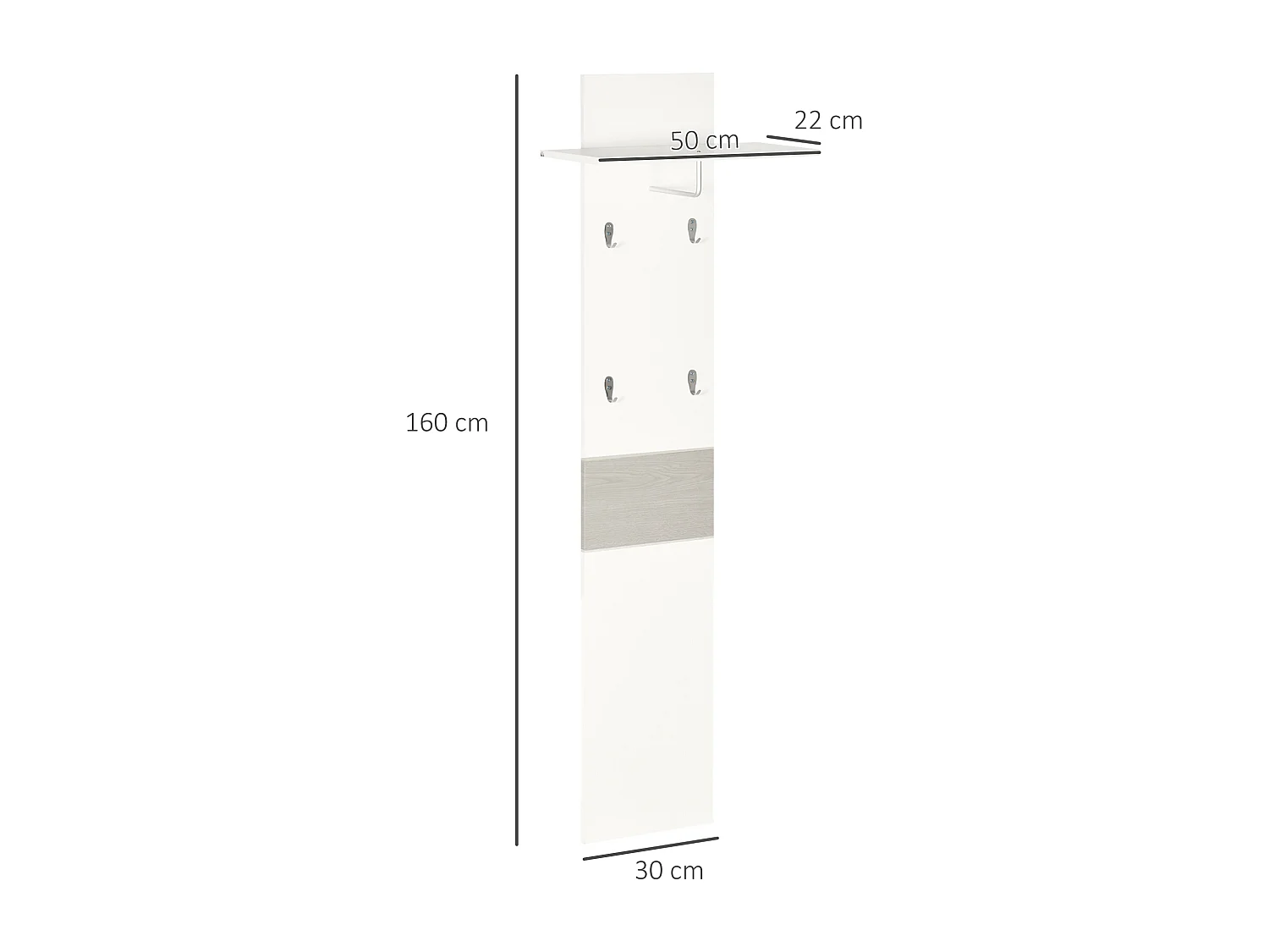 Perchero de pared blanco 50x23.5x60 cm HOMCOM