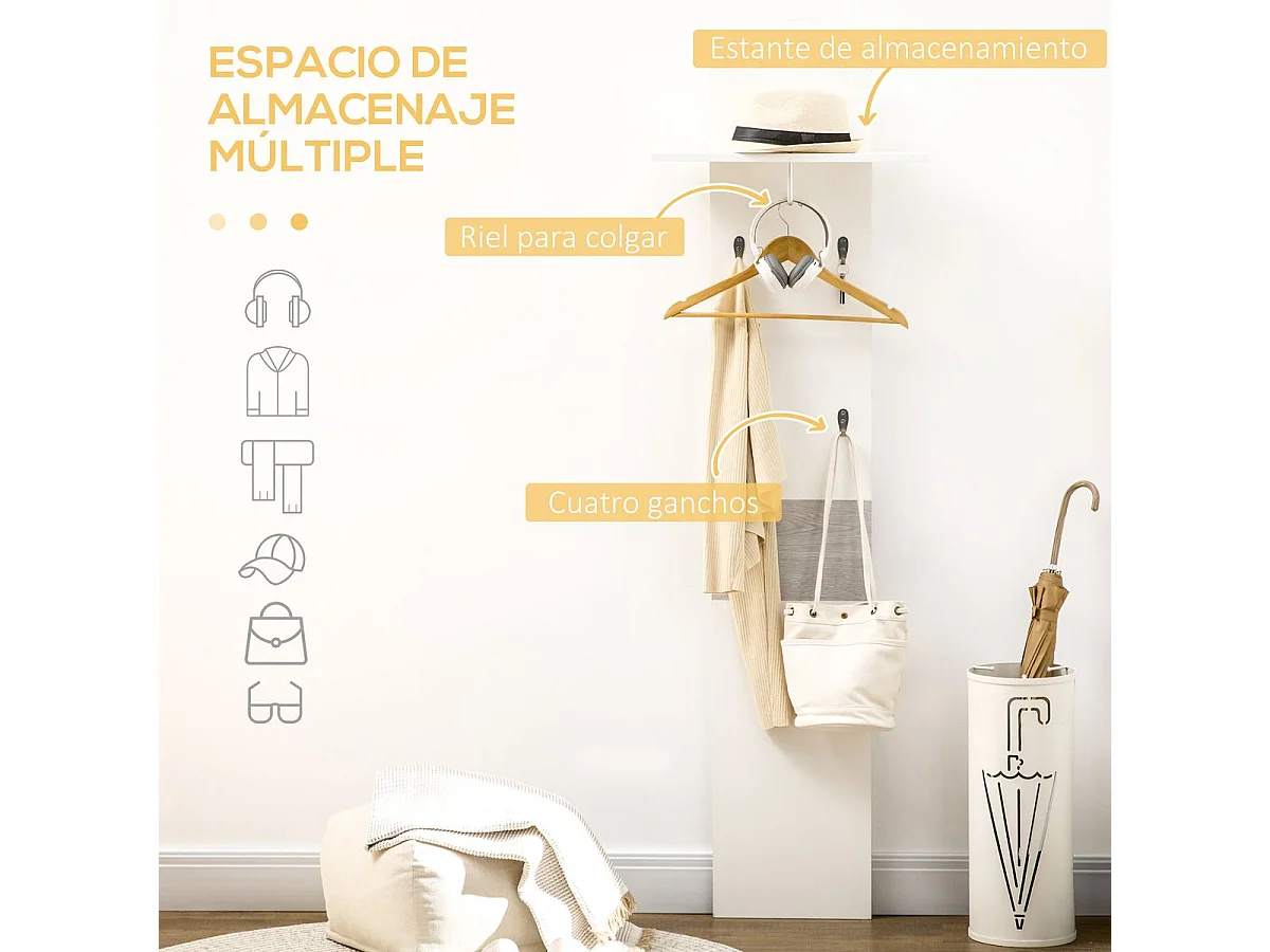 Perchero de pared blanco 50x23.5x60 cm HOMCOM